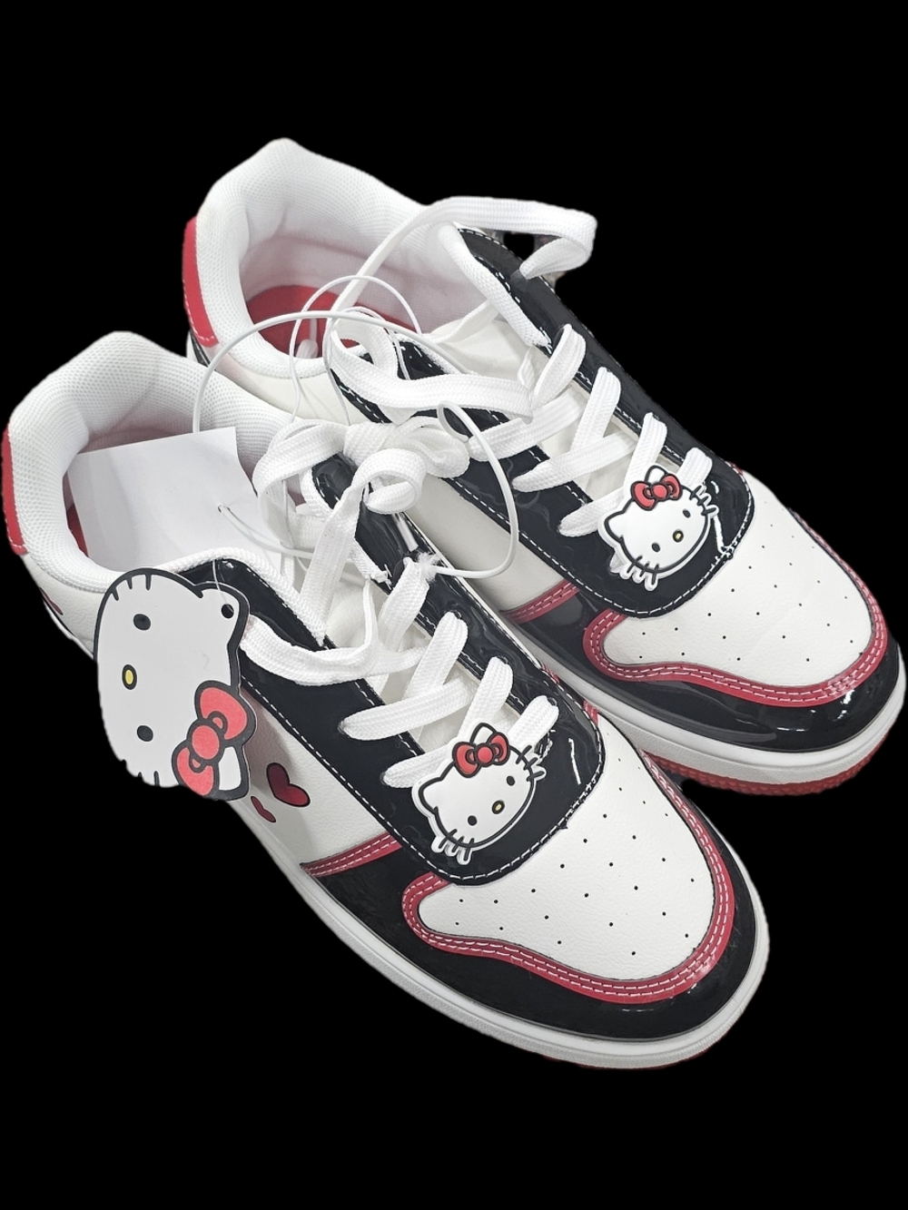 Hello Kitty White, Black & Pink Girls' Sneakers with Character Accents